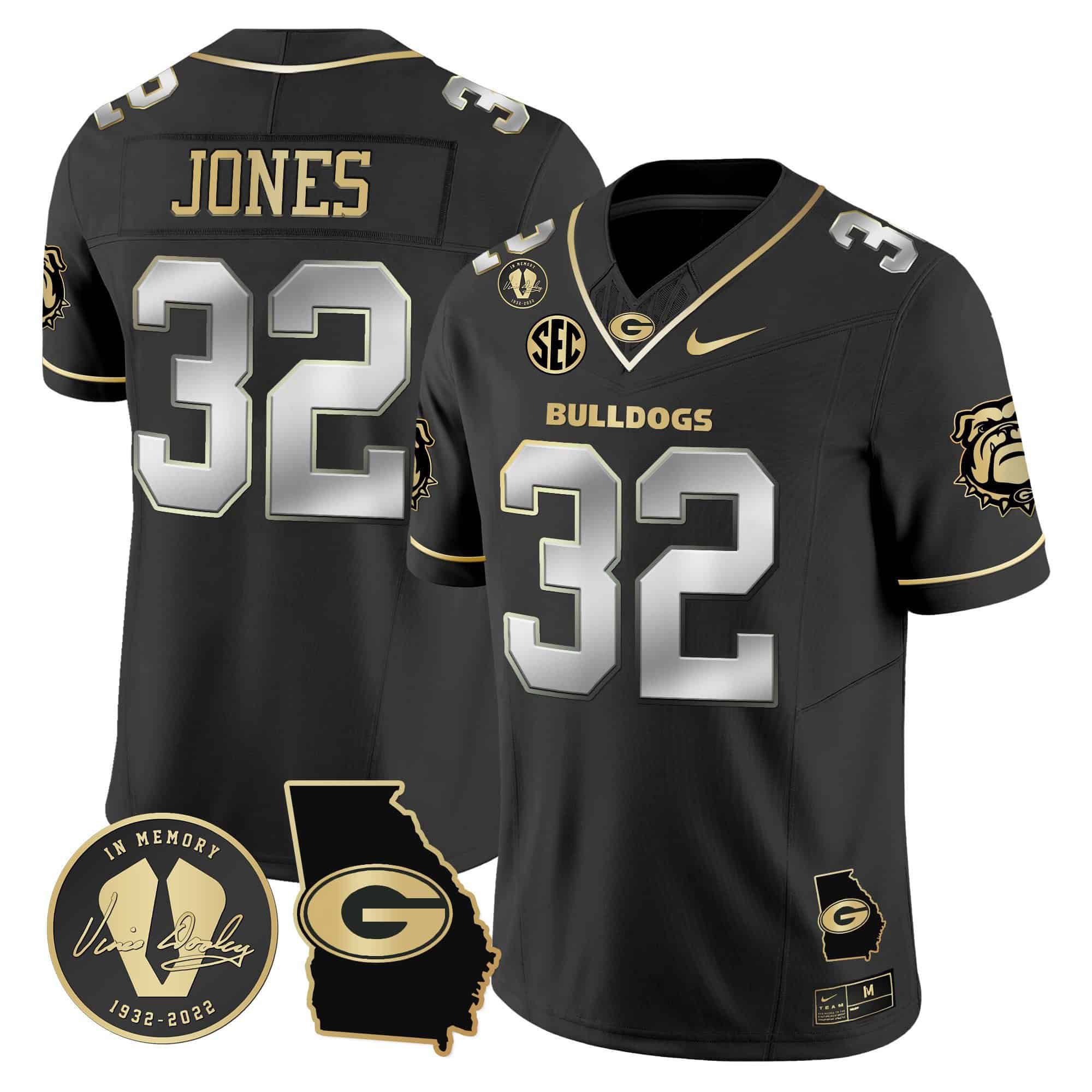 Men Georgia Bulldogs #32 Jones Black 2024 Nike Vapor NCAA Jersey style 3->customized nfl jersey->Custom Jersey